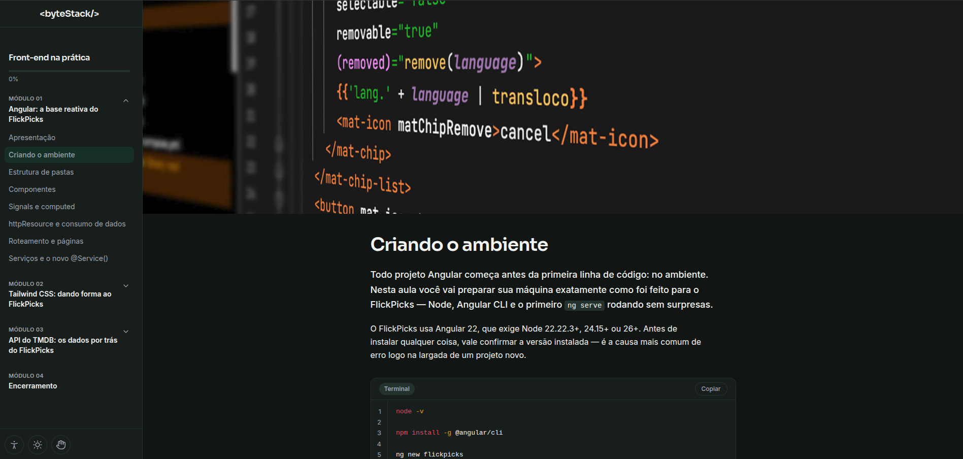 Captura de tela do projeto AutoInstrucional
