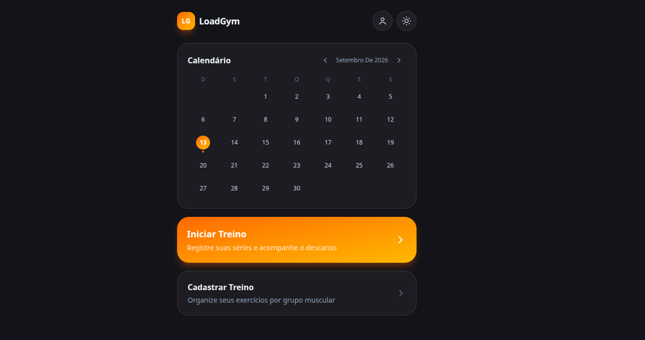 Captura de tela do projeto Front LoadGYM